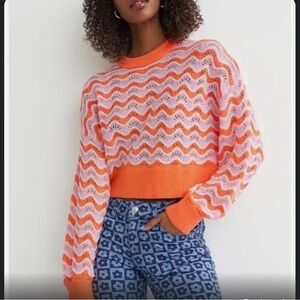 H&M Divided Knit Sweater in Pink and Orange